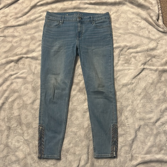 WHBM The Skinny Ankle Zipper Embroidery Ankle Jeans Size 10 - Picture 2 of 12
